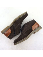 Pánské kožené boty model 21906017 z čokoládové semišové kůže - Bugatti