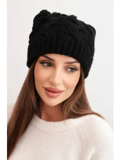 Dámská zimní čepice vlněná s krystaly a vzorem model 21859319 mocca - K-Fashion