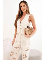 Dámský bavlněný komplet s  a kalhotami béžový model 22048747 - K-Fashion