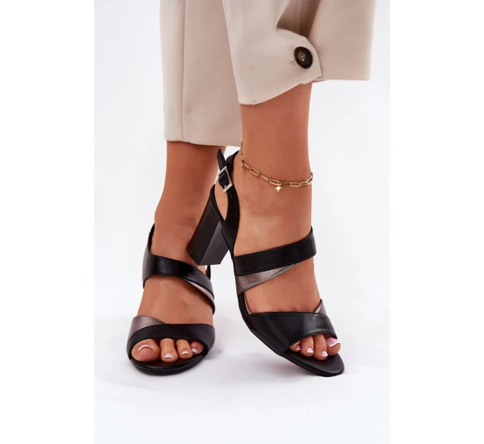 Dámské sandály na sloupku Sergio Leone SK866 Černé