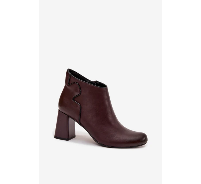 Kožené vysoké boty s  Bordové model 21712809 - Boto