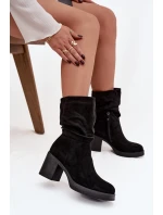 Dámské kotníkové boty s řasením na sloupku Vyhřívané Černé Amoria Dámské kotníkové boty s řasením na sloupku Vyhřívané Černé Amoria