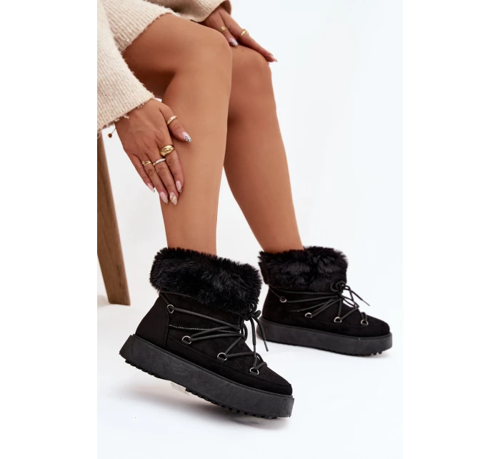Sněhule s kožíškem a šněrováním Černé model 21821761 - Boto Sněhule s kožíškem a šněrováním Černé model 21821761 - Boto
