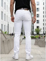 Pánské džíny slim fit s páskem bílé FashionStreet UX4498