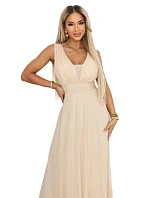 Dlouhé maxi šaty s třpytkami a hlubokým výstřihem model 22085443 - numoco basic Dlouhé maxi šaty s třpytkami a hlubokým výstřihem model 22085443 - numoco basic