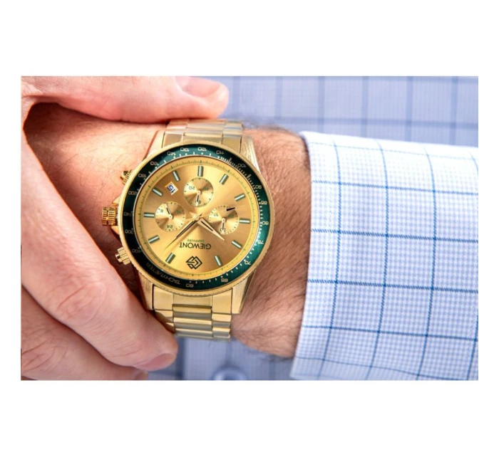 Pánské hodinky Chronograph Sapphire Gold Green model 21807579 - Giewont