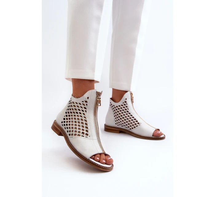 Ažurové Sandály Na Zip Bílé model 21659870 - Zazoo