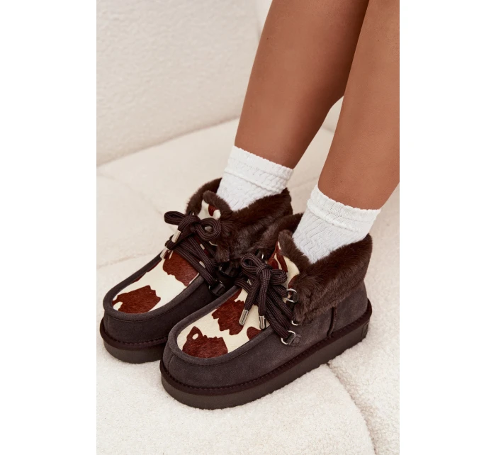 Dámské sněhule z přírodní semišové látky D.Franklin DFSH375008 čokoládové