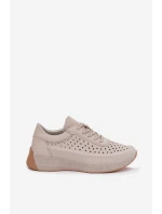 Kožené dámské tenisky s síťovinou model 22026520 šedé - SERGIO LEONE Kožené dámské tenisky s síťovinou model 22026520 šedé - SERGIO LEONE