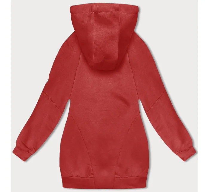 Červená volná dlouhá dámská mikina se stahovacími lemy model 18875898 - LHD Červená volná dlouhá dámská mikina se stahovacími lemy model 18875898 - LHD