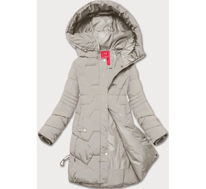 Světle béžová dámská bunda pro přechodné období s kapucí model 20617030 - LHD Světle béžová dámská bunda pro přechodné období s kapucí model 20617030 - LHD