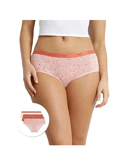 Dámské bavlněné kalhotky 3 ks DIM LES POCKETS COTTON BOXER 3x - DIM - smetanová
