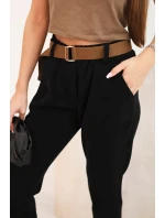 Dámské kalhoty s páskem kordové černé Dámské kalhoty s páskem kordové černé