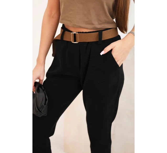 Dámské kalhoty s páskem kordové černé Dámské kalhoty s páskem kordové černé