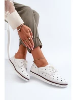 Bílé dámské kožené polobotky model 21655697 - S.Barski