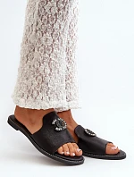 Elegantní Dámské Lesklé Žabky S Ozdobou S.Barski KV27-050 Černé