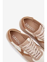 Kožené semišové dámské tenisky model 22076948 béžové - Zazoo