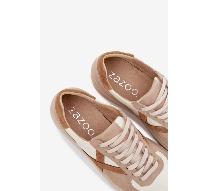 Kožené semišové dámské tenisky model 22076948 béžové - Zazoo