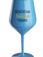 DĚDEČKOVA TEKUTÁ TERAPIE - modrá nerozbitná sklenice na víno 470 ml