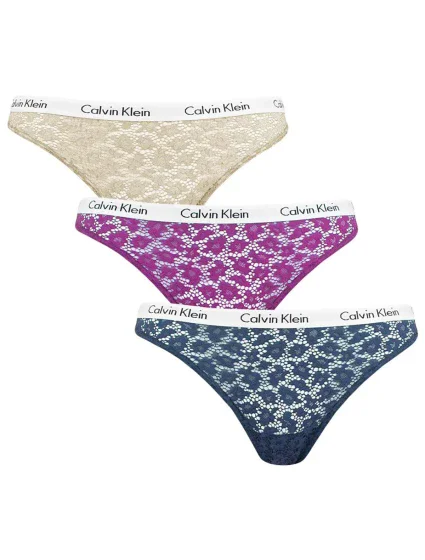 Dámské brazilky Carousel Lace 3Pack QD3925E-6Q2 - Calvin Klein