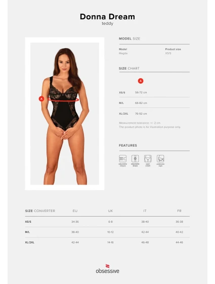 Jemné body Donna Dream teddy - Obsessive