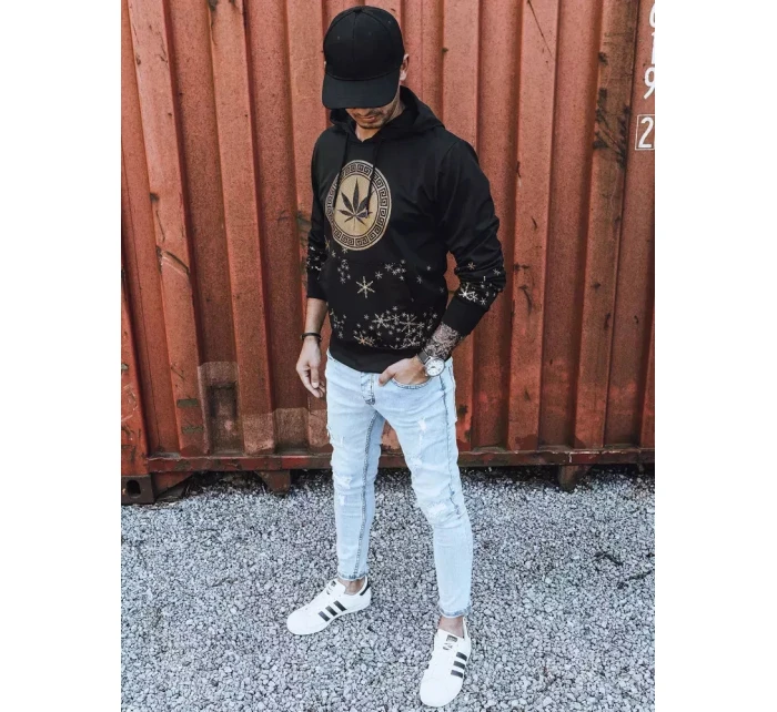 Pánská mikina s potiskem černá FashionStreet BX5325