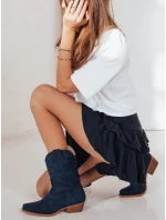 Dámské semišové kovbojské boty tmavě modré FashionStreet ZY1234