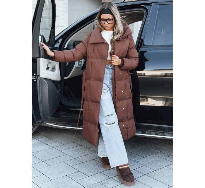 Dámský prošívaný kabát CLOUTIQUE hnědý FashionStreet TY5462