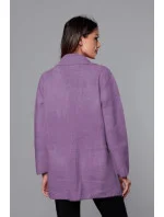 Krátký fialový vlněný přehoz přes oblečení typu alpaka model 18059147 - MADE IN ITALY Krátký fialový vlněný přehoz přes oblečení typu alpaka model 18059147 - MADE IN ITALY