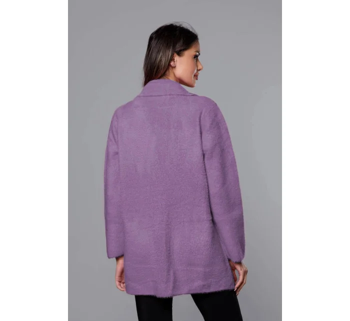 Krátký fialový vlněný přehoz přes oblečení typu alpaka model 18059147 - MADE IN ITALY Krátký fialový vlněný přehoz přes oblečení typu alpaka model 18059147 - MADE IN ITALY