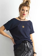 Základní tričko s výstřihem na zádech Feel Good navy blue (4662-37P)
