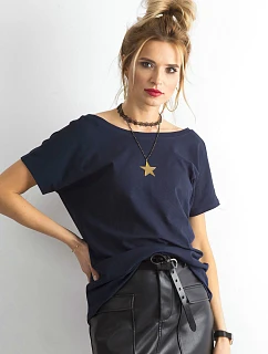 Základní tričko s výstřihem na zádech Feel Good navy blue (4662-37P)