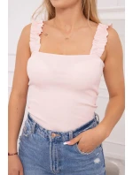Halenka bez ramínek s volánky, pudrově růžová Halenka bez ramínek s volánky, pudrově růžová