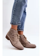 Dámské Prodyšné Šněrovací Botky Zazoo 2871 Beige