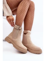 Semišové boty Chelsea na masivní podrážce, světle béžové Ozaro Semišové boty Chelsea na masivní podrážce, světle béžové Ozaro