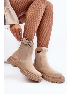 Semišové boty Chelsea na masivní podrážce, světle béžové Ozaro