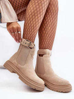 Semišové boty Chelsea na masivní podrážce, světle béžové Ozaro