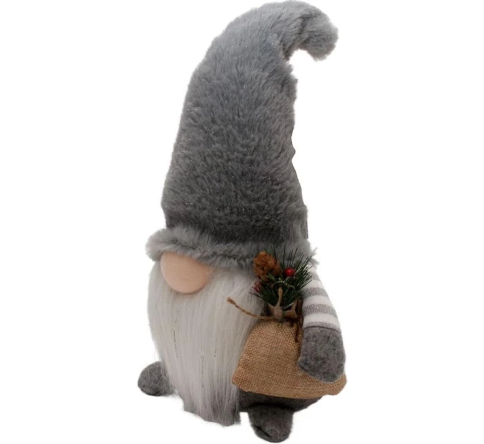 DEKORATIVNÍ PLYŠOVÝ TRPASLÍK LED 38CM ŠEDÝ