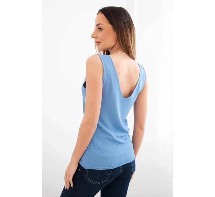 Dámská viskózová halenka bez rukávů s výstřihem do V džínová