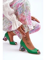 Kůže Boty S Ozdobným Podpatkem Lewski Shoes 2608/K Zelené