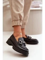 Dámské Kožené Mokasíny S Dekorací Černé CheBello 4369