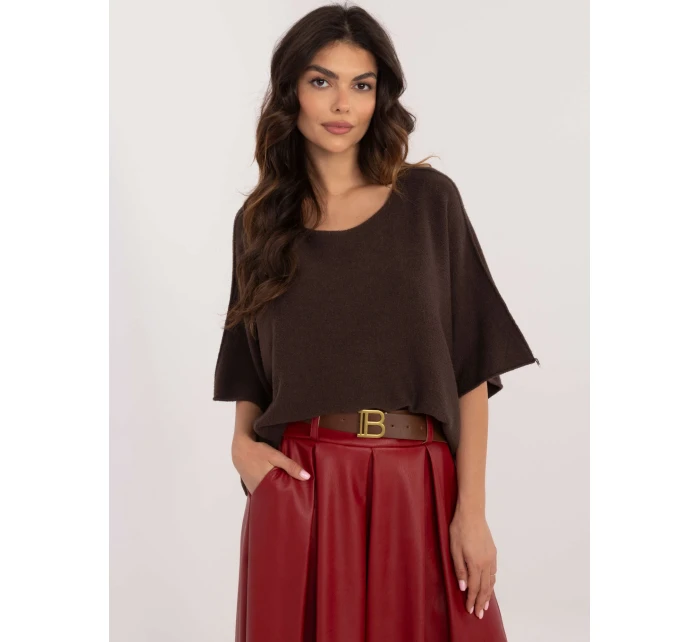 Sweter IT SW model 21877691 ciemny brązowy - FPrice Sweter IT SW model 21877691 ciemny brązowy - FPrice