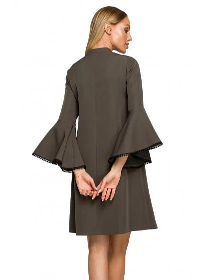 Šaty áčkového střihu s rukávy khaki barva model 18004271 - Moe