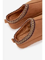 Dětské/módní sněhule s výšivkou na platformě Jolisse – camel