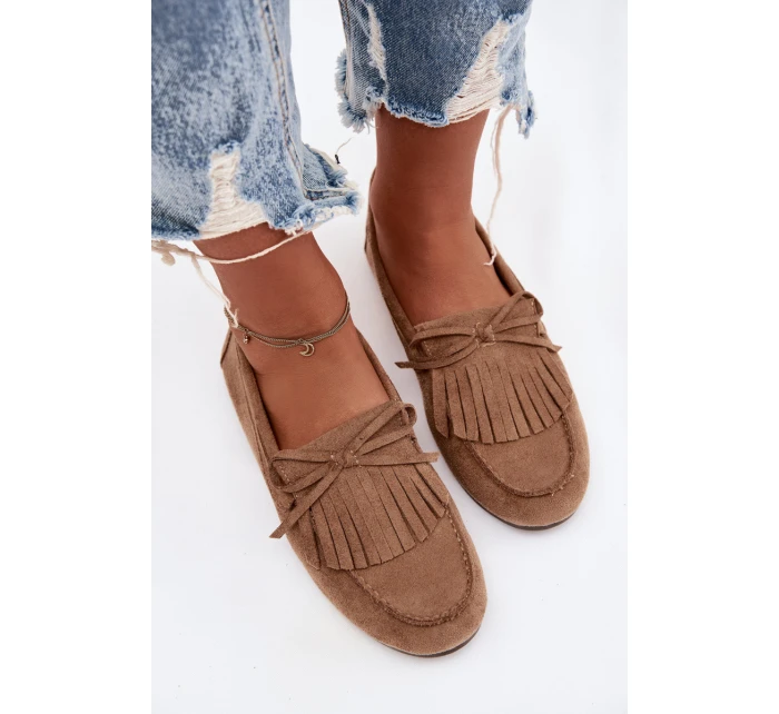 Dámské mokasíny s třásněmi – světle hnědé Janelisse