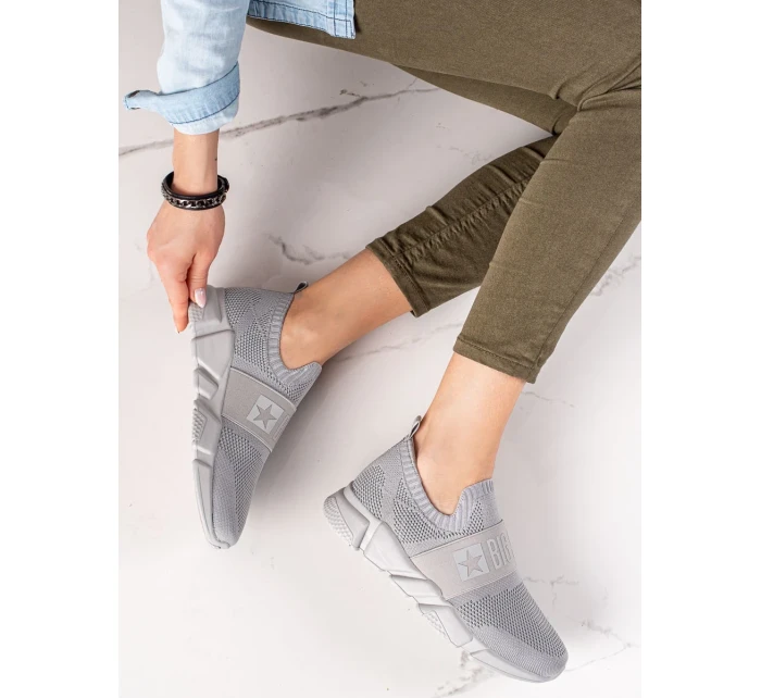 Trendy šedo-stříbrné dámské  tenisky bez podpatku