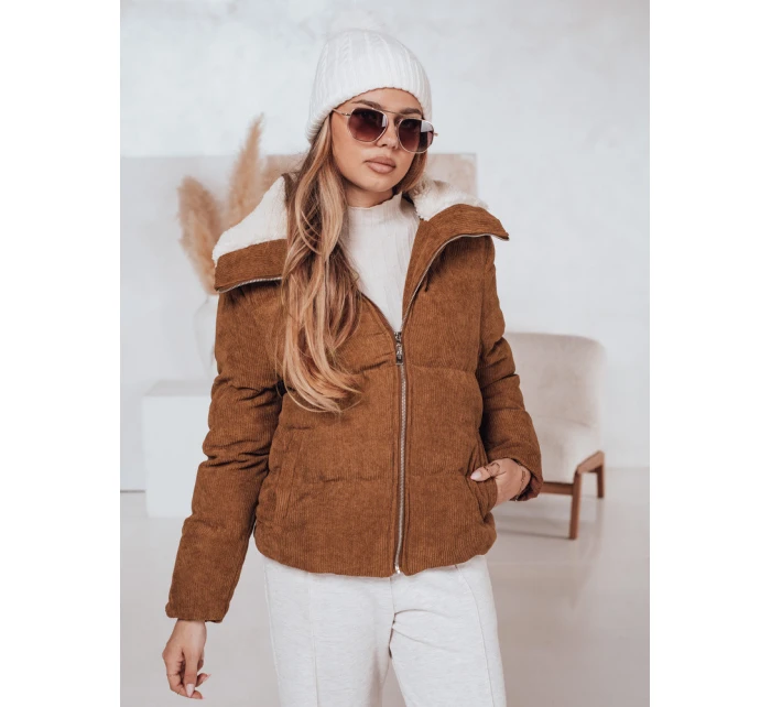 Dámská zimní manšestrová bunda TRENDYGLAM hnědá FashionStreet TY4360