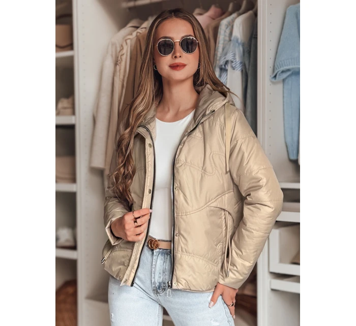Dámská přechodná prošívaná bunda s kapucí NIVESSO béžová FashionStreet TY4858