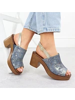 Dámské sandály na jehlovém podpatku denim gold M.Daszynski model 22051579 - M. Daszyński