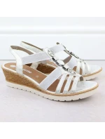 Dámské stříbrné sandály na podpatku s pásky model 21904798 - Remonte